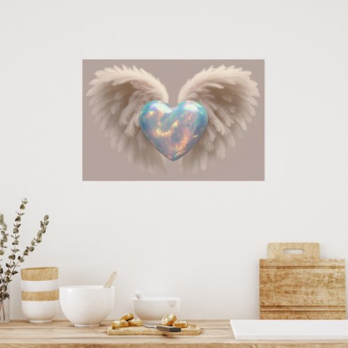   Heart Angel Wings  AP78 Flash Opal Poster
