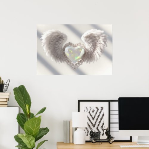  Heart Angel Wings  AP78 Opal Crystal Poster
