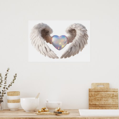   Heart Angel Wings  AP78 Opal LOVE Poster