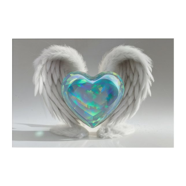*~*~  Heart Angel Wings  AP78 Teal Opal  Acrylic Print (Front)