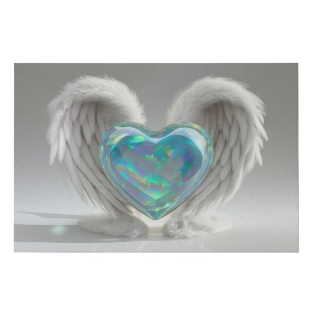 *~*~  Heart Angel Wings  AP78 Teal Opal  Faux Canvas Print (Front)