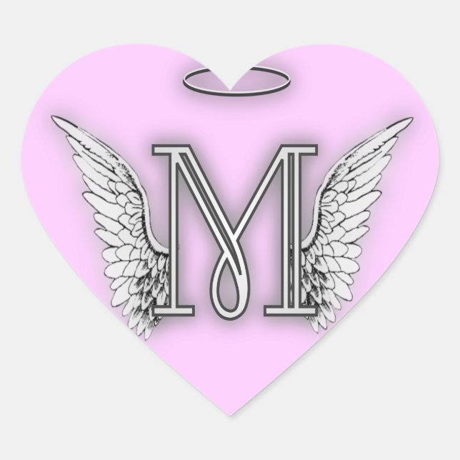 Heart Angel Wings Monogram Heart Sticker (Front)