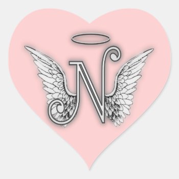 Heart Angel Wings Monogram Heart Sticker by AngelAlphabet at Zazzle