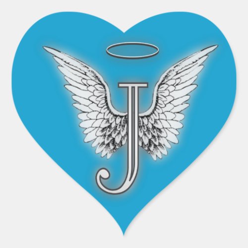 Heart Angel Wings Monogram Heart Sticker