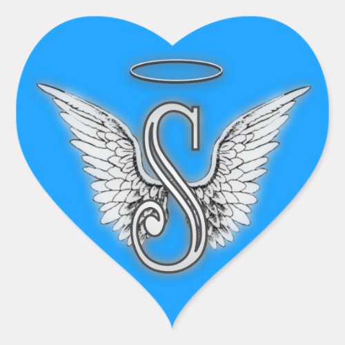 Heart Angel Wings Monogram Heart Sticker