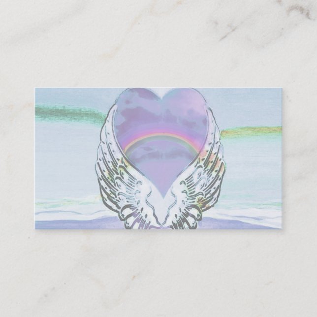 Heart, Angel Wings & Ocean Business Card (Front)