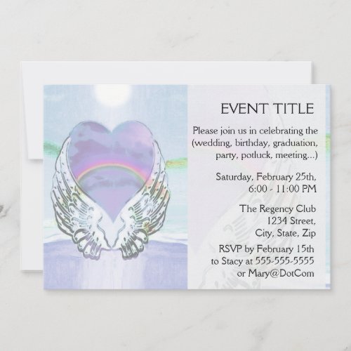 Heart Angel Wings  Ocean Invitation