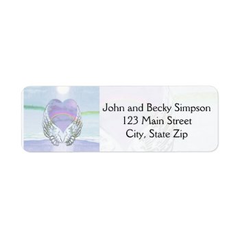 Heart  Angel Wings & Ocean Label by HeartsonEverything at Zazzle