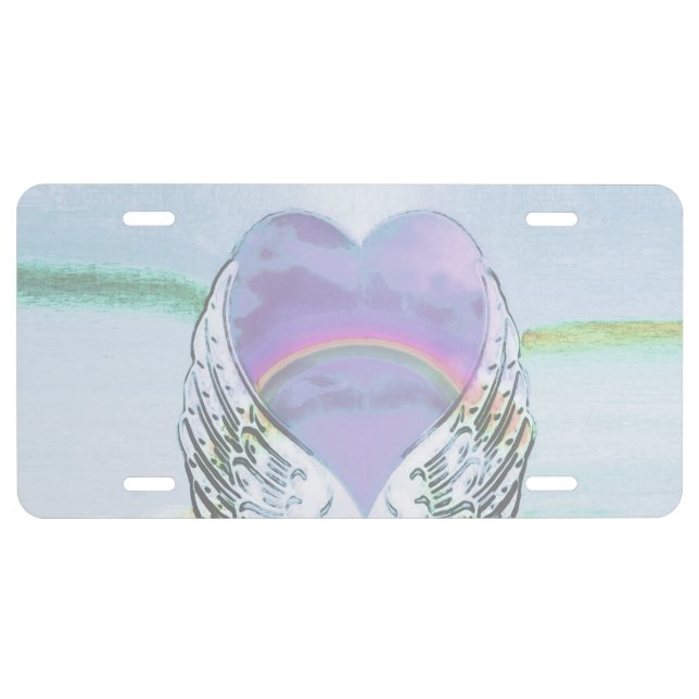 Heart, Angel Wings & Ocean License Plate (Front)