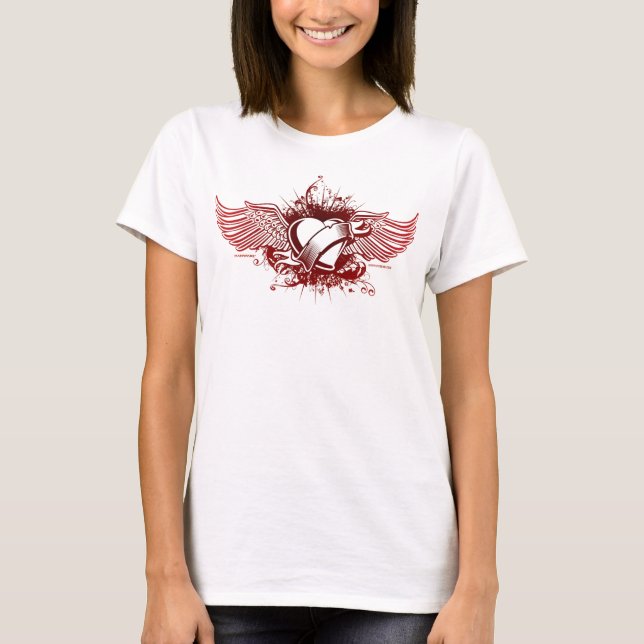 Heart & Angel Wings redONwhite Spaghetti Top (Fitt (Front)