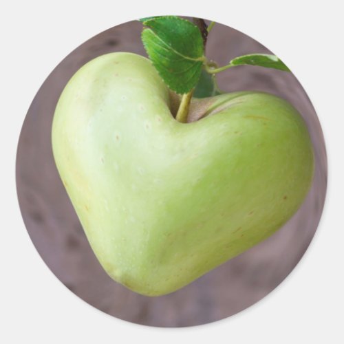 heart apple on tree classic round sticker