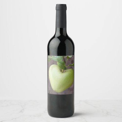 heart apple on tree  wine label