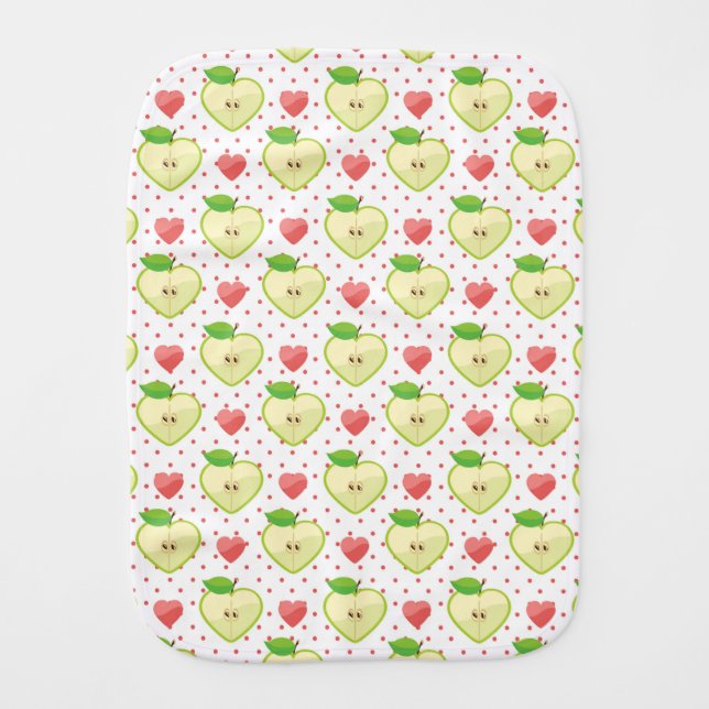 Heart Apples with Pink Polka Dots And Hearts Burp Cloth (Front)