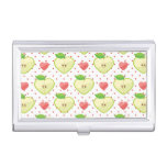 Heart Apples with Pink Polka Dots And Hearts Business Card Case
