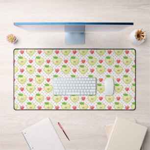 Heart Apples with Pink Polka Dots And Hearts Desk Mat