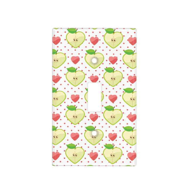 Heart Apples with Pink Polka Dots And Hearts Light Switch Cover (Front)