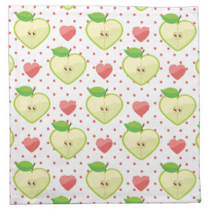 Heart Apples with Pink Polka Dots And Hearts Napkin