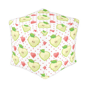 Heart Apples with Pink Polka Dots And Hearts Pouf