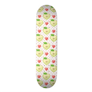 Heart Apples with Pink Polka Dots And Hearts Skateboard Deck