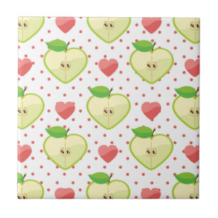 Heart Apples with Pink Polka Dots And Hearts Tile