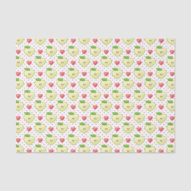 Heart Apples with Pink Polka Dots And Hearts Tissue Paper (Front)