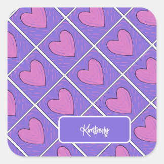 Heart Applique Quilt Pattern Square Sticker