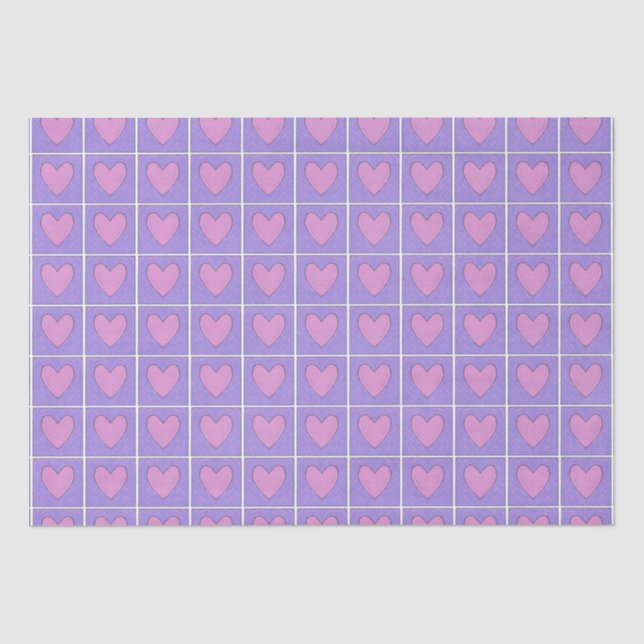 Heart Applique Quilt Woodblock Tissue Paper (Front)