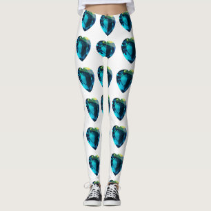 Heart Aquamarine, Blue Leggings