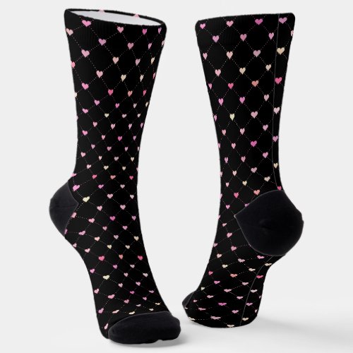 Heart Argyle Pink Pattern Crew Socks