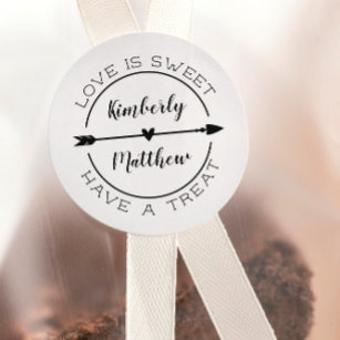 Love is Sweet Wedding Stickers, Choose Your Colors, Wedding Favor Labels  (#308-013-WH-MT)