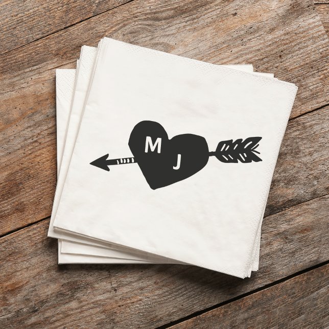 Heart & Arrow Monogram Cocktail Napkins (Creator Uploaded)