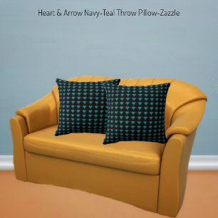 Heart & Arrow- Navy Teal Throw Pillow
