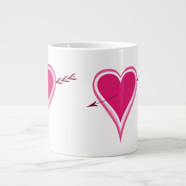 Heart & Arrow-Raspberry Giant Coffee Mug (Front)