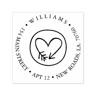 Heart Arrow Return Address Self-inking Stamp