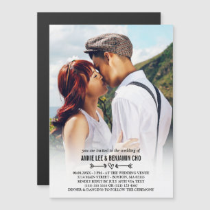 Heart & Arrows Custom Photo Wedding Magnetic Invitation