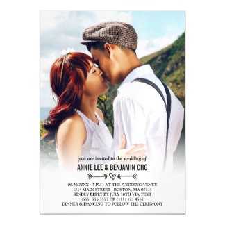 Heart & Arrows Custom Photo Wedding Magnetic Invitation