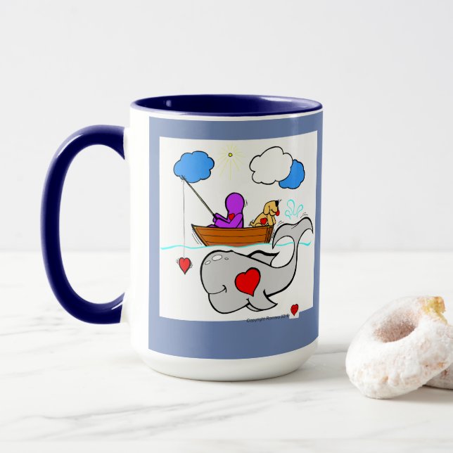 Heart Art Happy Whale Mug (With Donut)
