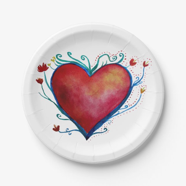 Heart Art Love  Custom Paper Plates 7" (Front)