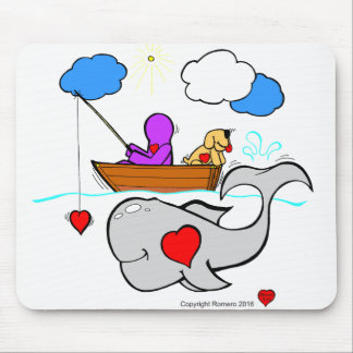 Heart Art Whale Mouse Pad