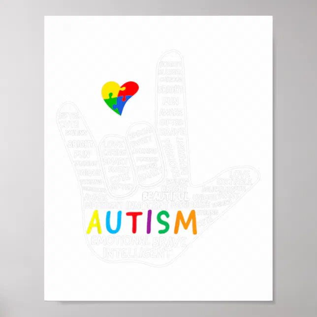 Heart Asl Love Sign Language Hand Autism Awareness | Zazzle