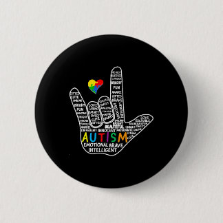 Heart Asl Love Sign Language Hand Autism Awareness Button