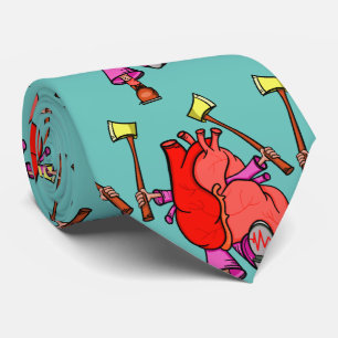 Heart Attack Funny Surreal Cartoon Neck Tie