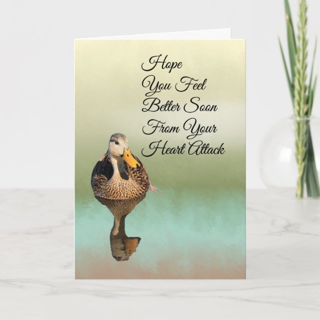 Heart Attack Get Well Card, Duck in Digital Pond Card (Front)