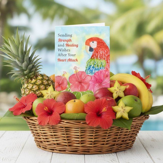 Heart Attack Healing Scarlet Macaws, Hibiscus Card (Creator Uploaded)