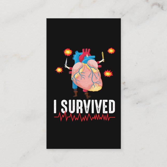 Heart Attack Survior Warrior Heart Disease Bypass Business Card (Front)
