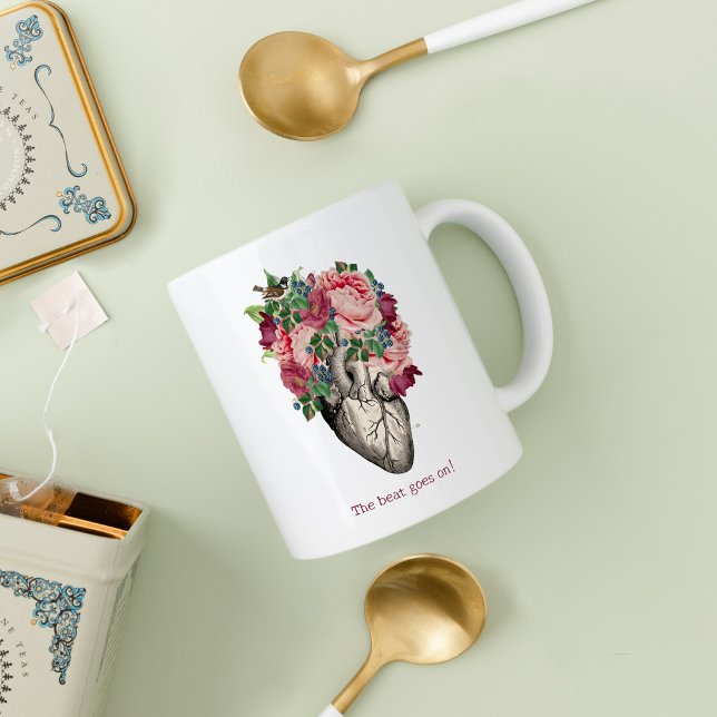 Heart Attack Survivor Floral Anatomical Heart Mug  (Creator Uploaded)