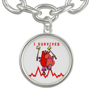 Heart attack survivor Funny Cartoon Charm Bracelet