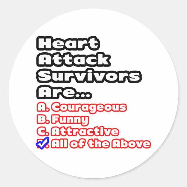 Heart Attack Survivor Quiz Classic Round Sticker (Front)