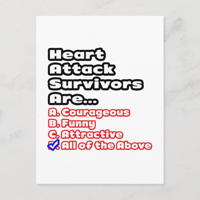 Heart Attack Survivor Quiz Postcard (Front)