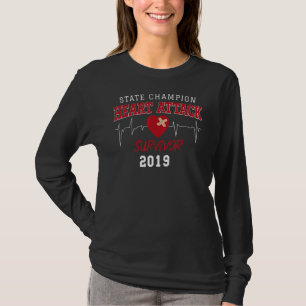 Heart Attack Survivor  Red Art Heartbeat Surgery T-Shirt